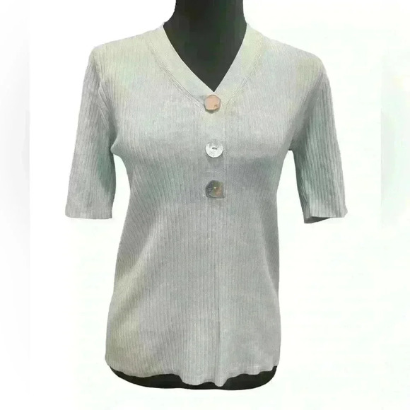 Prich Women’s Two Knit Ribbed Tops Blue And White - Picture 1 of 10